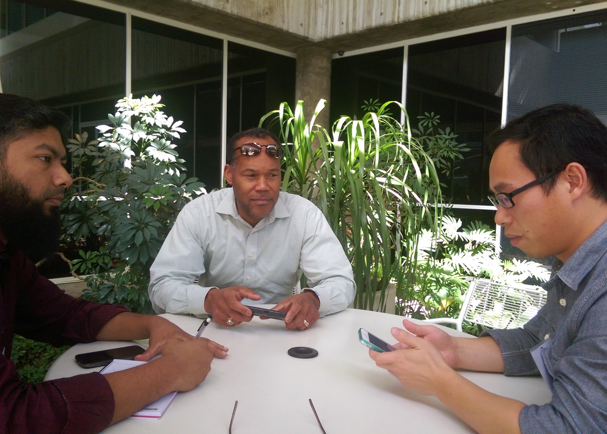 Naffi, Gensheng, Harold Strong (mentor) and Chengkai interviewing potential 'customers' in LA (Oct. 2015)