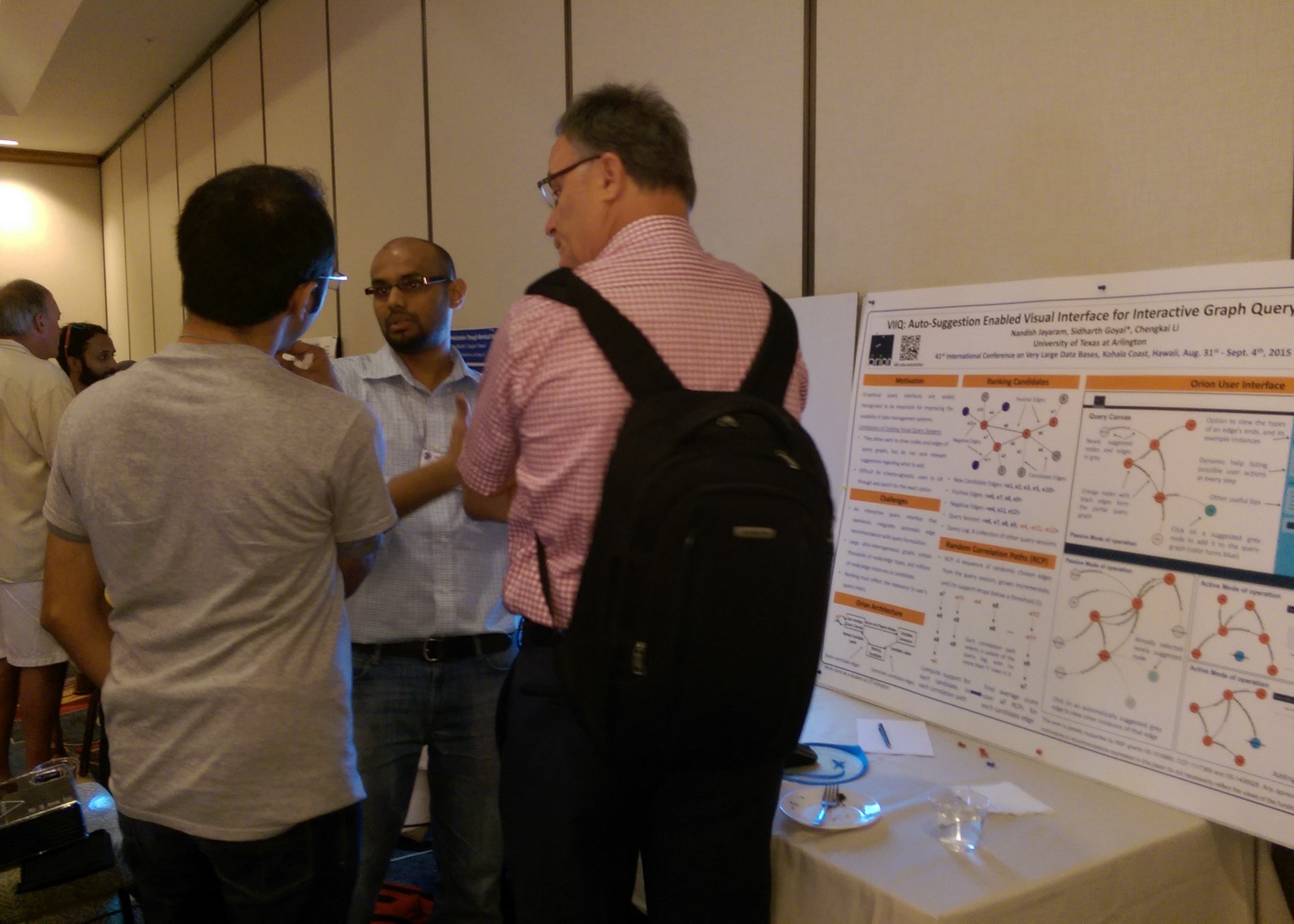 Nandish explaining Orion demo to VLDB15 attendees in Hawaii (Sept. 2015)